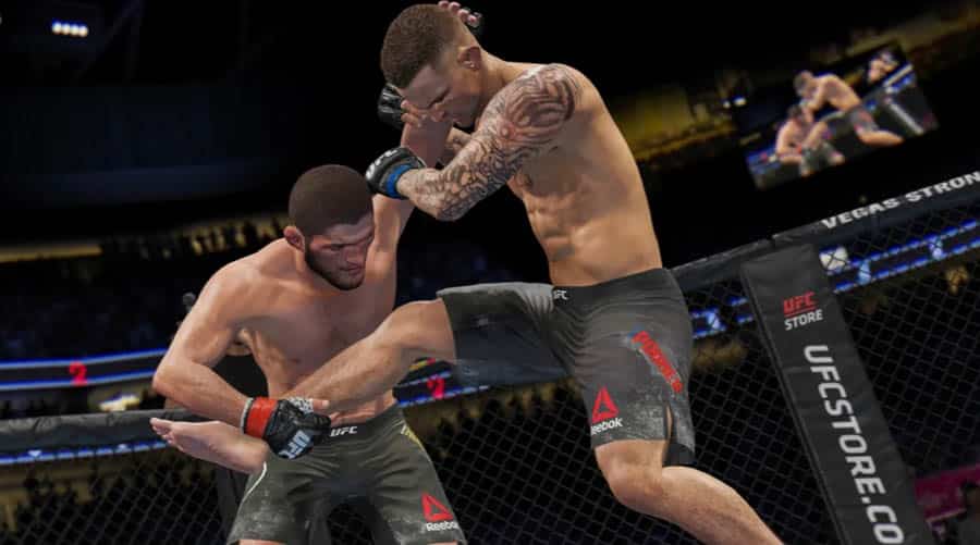 A picture of the game, featuring Diaz and Khabib.