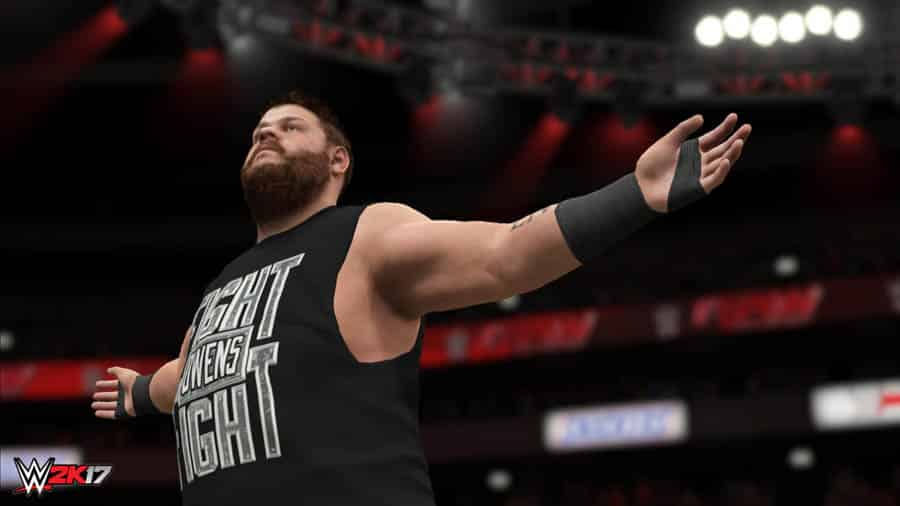 A photo of the game, featuring Kevin Owens.