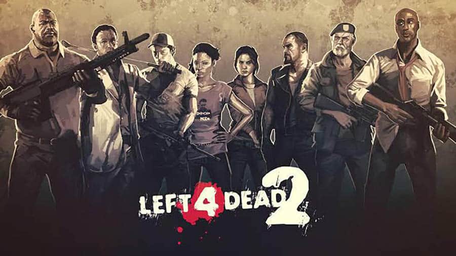 The Official Picture of Left 4 Dead 2 with its characters, One of best zombie games for mac.