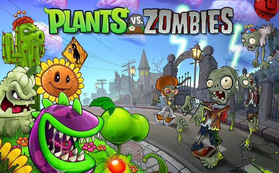 The Official Picture of Plants vs. Zombies: Game of the Year Edition with its characters, One of best zombie games for mac.