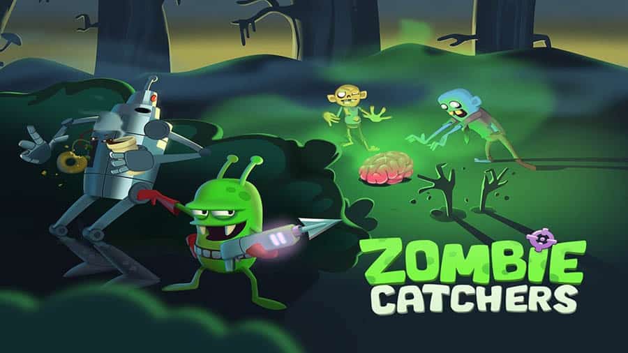 The Official Picture of Zombie Catchers with its characters, One of best zombie games on chromebook.