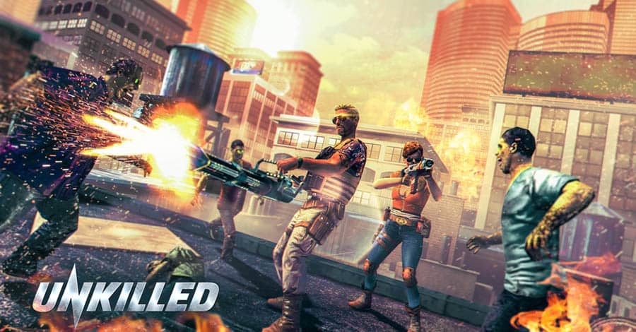 The Official Picture of Unkilled with its characters, One of best zombie games on chromebook.