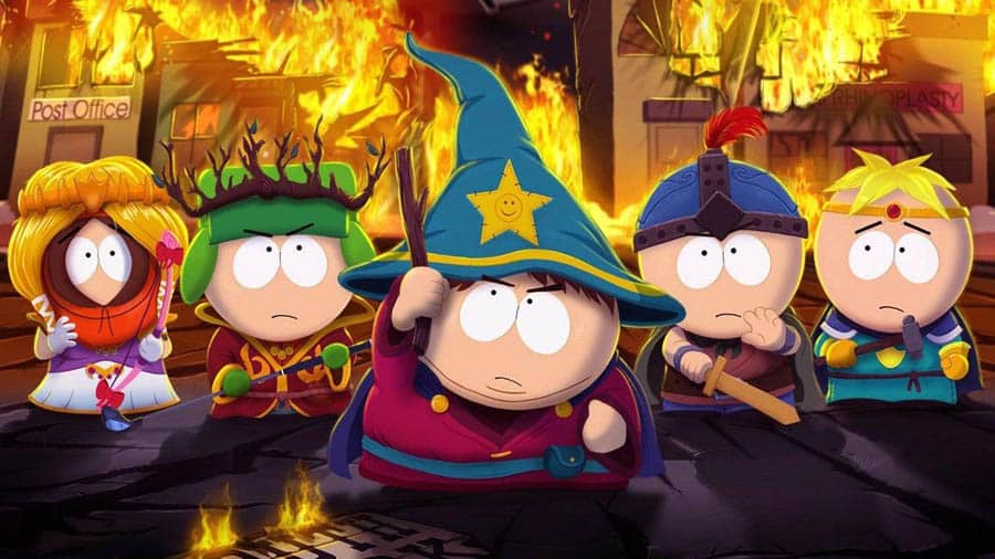 The Official Picture of South Park: The Stick of Truth with its characters, One of most controversial video games of all time.