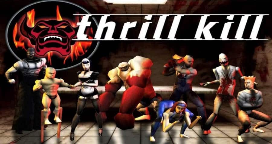 The Official Picture of Thrill Kill with its characters, One of most controversial video games of all time.