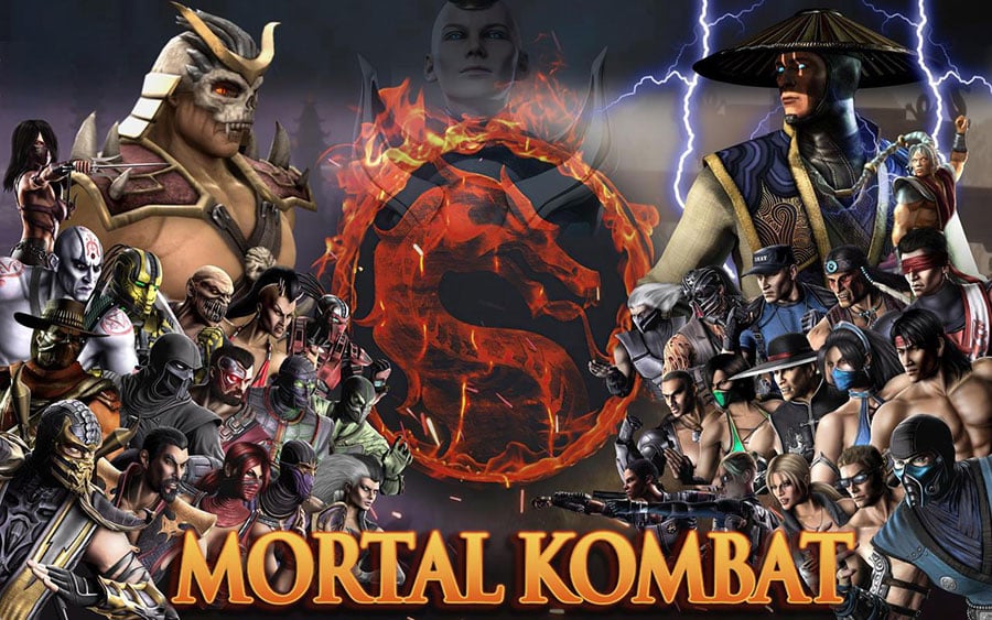 Picture of Mortal Kombat with its characters, One of most controversial video games of all time.