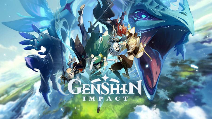 The Official Picture of Genshin Impact with its characters, One of popular games on youtube.