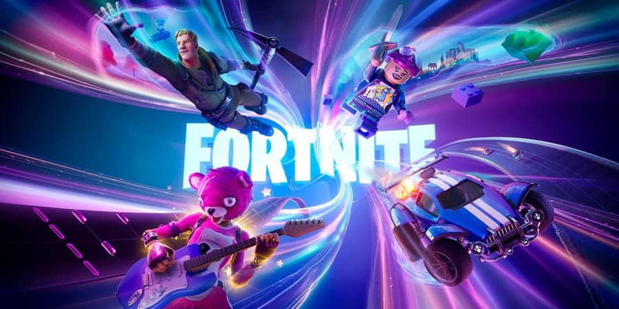 The Official Picture of Fortnite with its characters, One of best battle royale games for Switch.