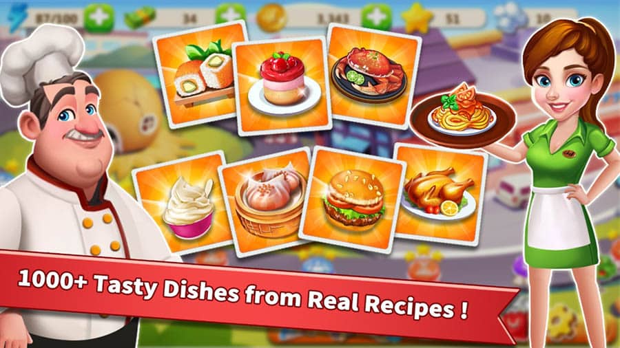 The Official Picture of Rising Super Chef with its characters, One of best cooking games for chromebook.