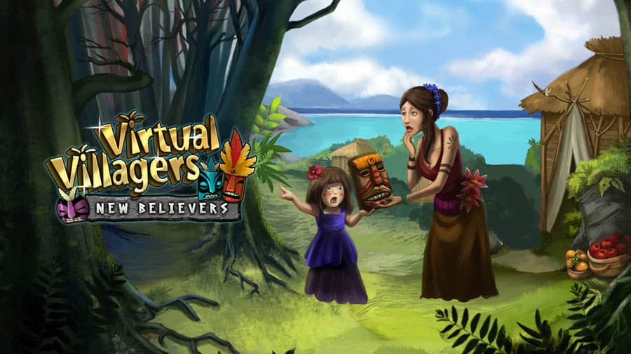 The Official Picture of Virtual Villagers 5: New Believers with its characters, One of best cooking games for mac.