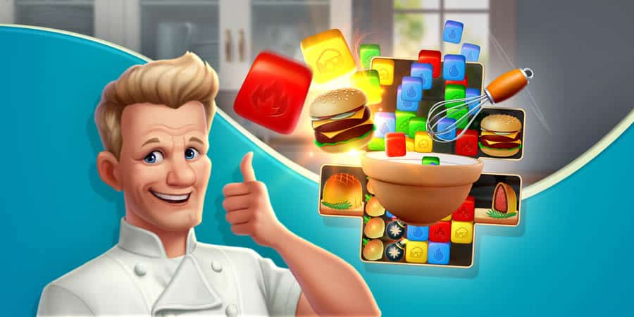 The Official Picture of Gordon Ramsay: Chef Blast with its character, One of best cooking games for mac.