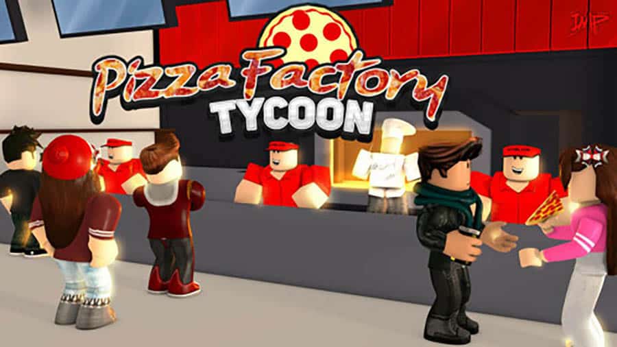 The Official Picture of Pizza Factory Tycoon with its characters, One of best cooking games for roblox.