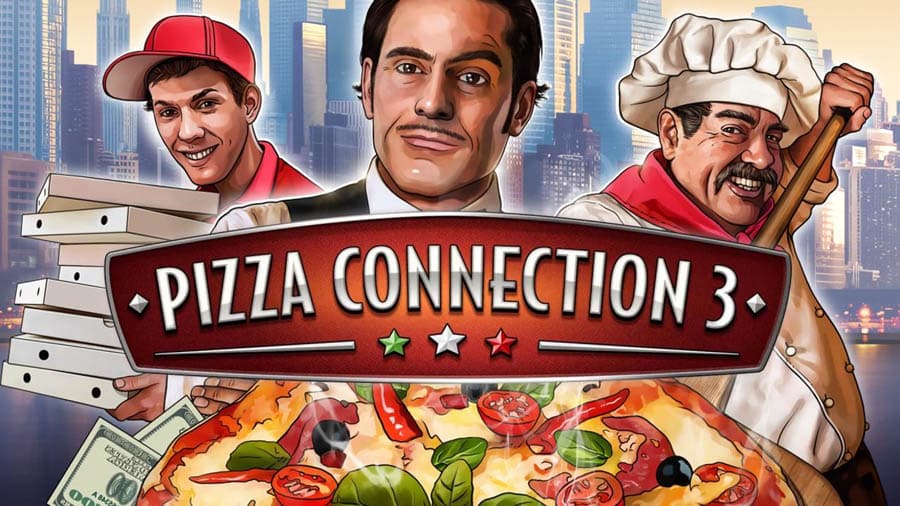 The Official Picture of Pizza Connection 3 with its characters, One of best cooking games for steam.