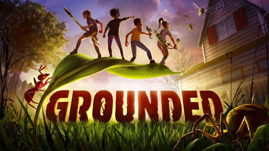 The Official Picture of Grounded with its characters, One of best forest survival games for chromebook.