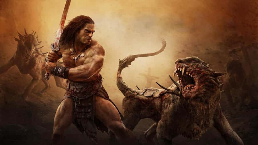 The Official Picture of Conan Exiles with its character, One of best forest survival games for ps4.