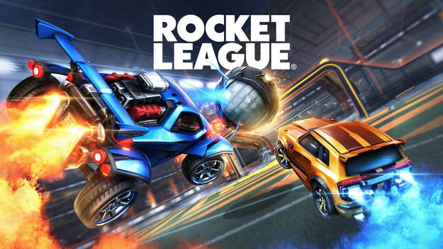 A wallpaper of Rocket League, one of the best futsal games for steam.