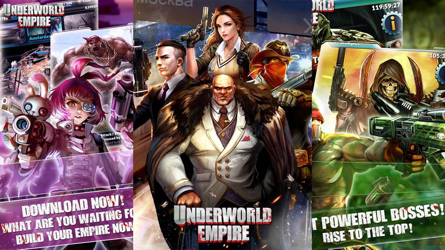 The Official Picture of Underworld Empire with its characters, One of best gangster games for ios.