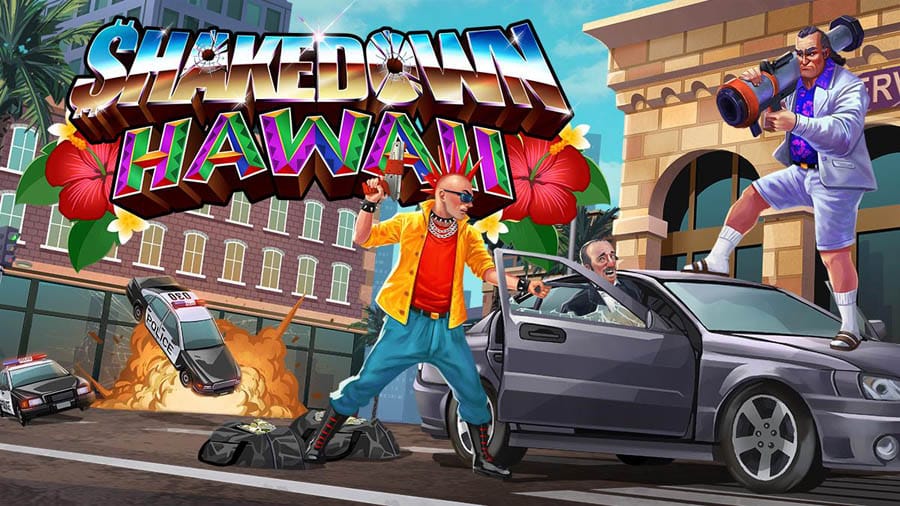 The Official Picture of Shakedown: Hawaii with its characters, One of best gangster games for switch.