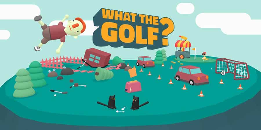 The Official Picture of What the Golf? with its character, One of best golf games for switch.