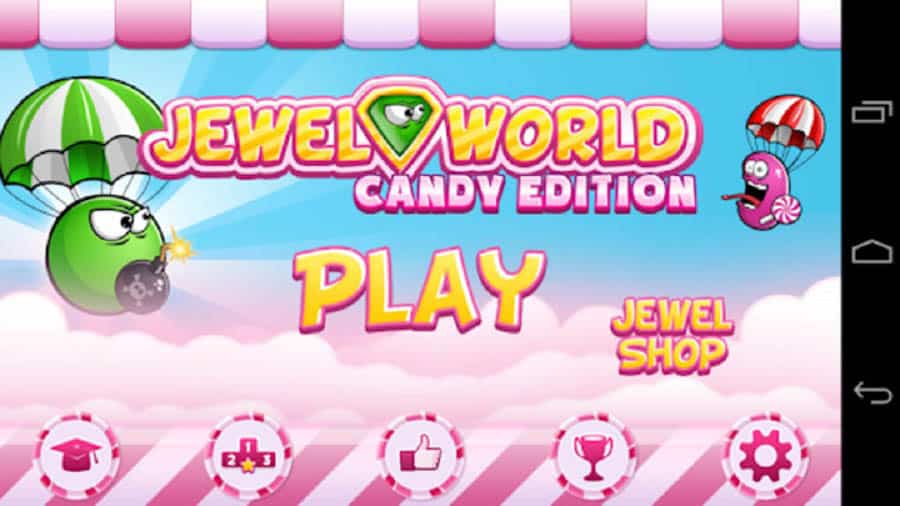 A screenshot of Jewel World: Candy Edition.