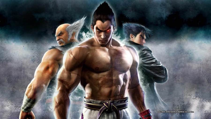 The Official Picture of Tekken 6 with Heihachi, Kazuya and Jin, One of best karate games for ps5.