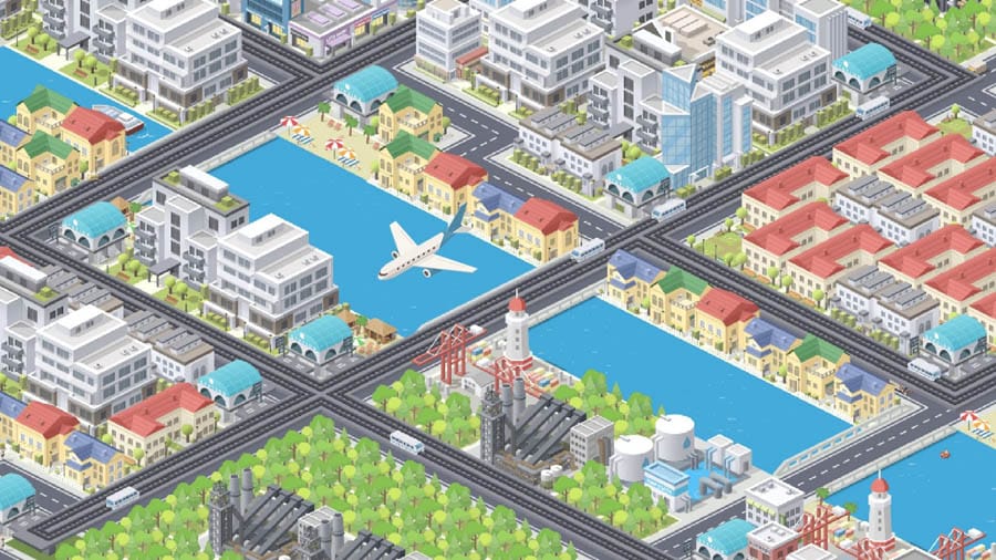 A wallpaper of Pocket City, one of the best life simulation games for iPhone.