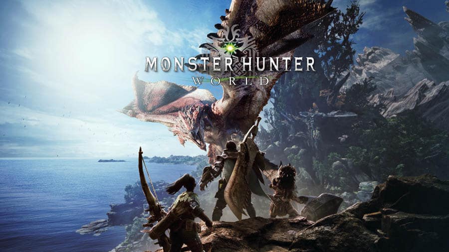 The Official Picture of Monster Hunter: World with its characters, One of best multiplayer games for PS4.