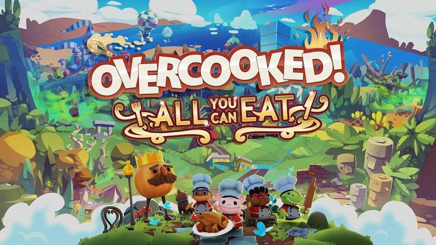 The Official Picture of Overcooked! All You Can Eat with its characters, One of best multiplayer games for PS5.