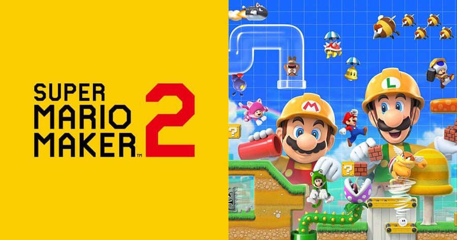 The Official Picture of Super Mario Maker 2 with Mario and Luigi, One of best multiplayer games for Switch.