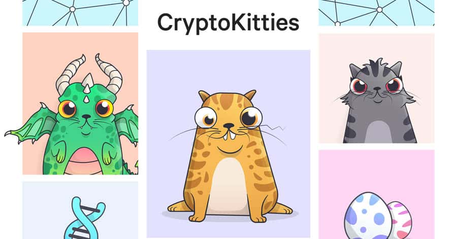 The Official Picture of CryptoKitties with its characters, One of best nft games for android.