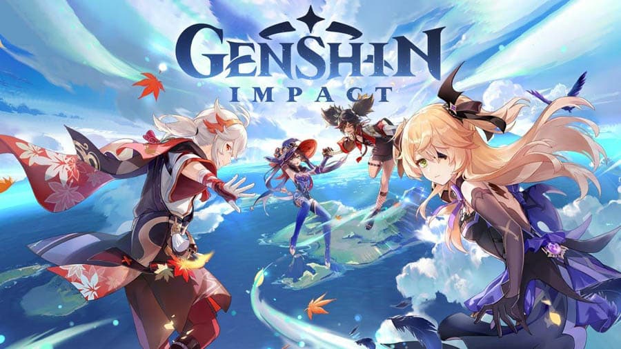 The Official Picture of Genshin Impact with its characters, One of best open world games for android.