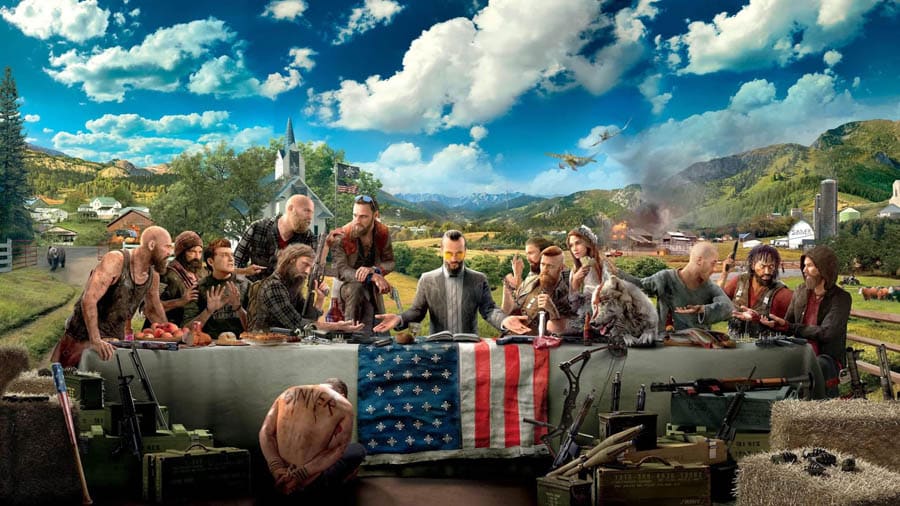 The Official Picture of Far Cry 5 with its characters, One of best open world games for ps4.