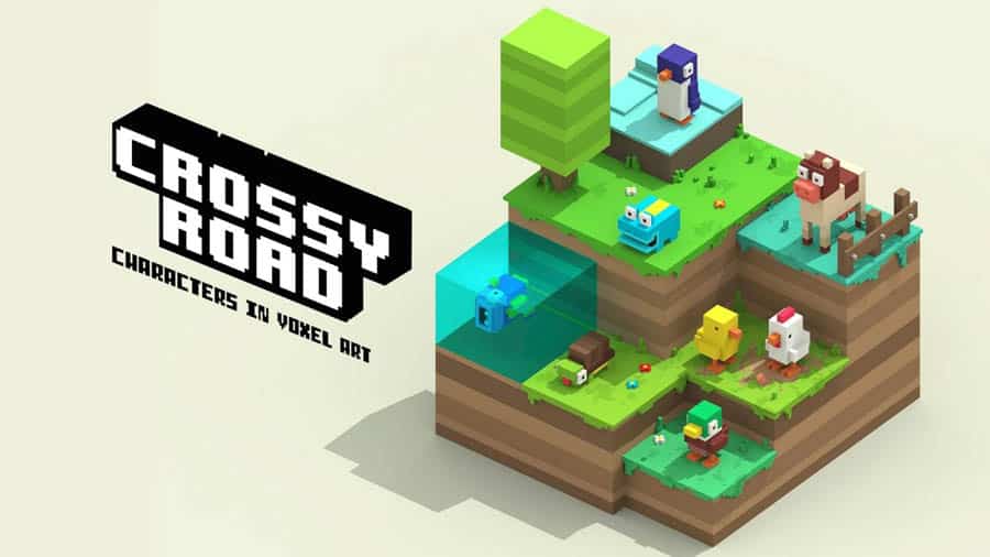 A wallpaper of Crossy Road.