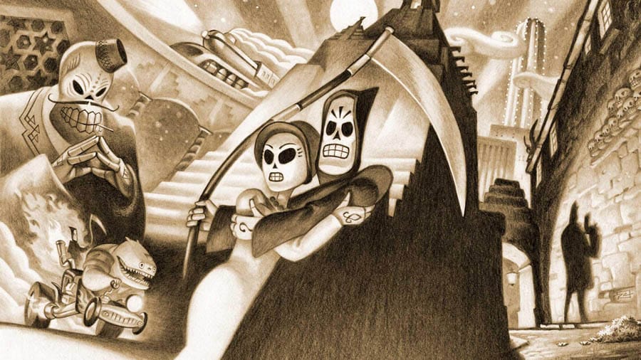 A wallpaper of Grim Fandango.