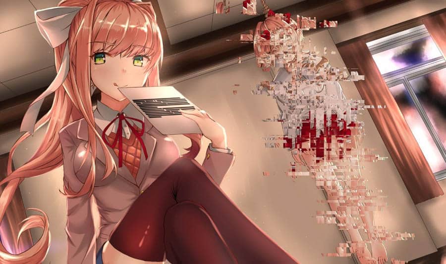 The Art of Doki Doki Literature Club! with its character, One of 15 PC Horror Games That Will Make You Sleep With the Lights On.