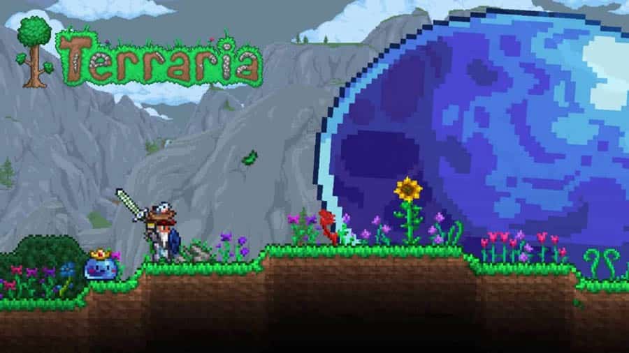 An official photo of Terraria, one of the best building games for PS5.