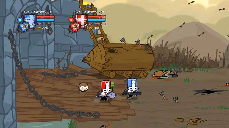 A wallpaper of Castle Crashers Remastered, one of the best light games for xbox.