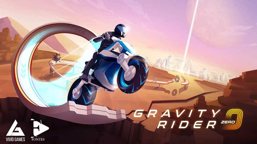 A wallpaper of Gravity Rider: Zero, one of the best motorcycle games for chrombook.