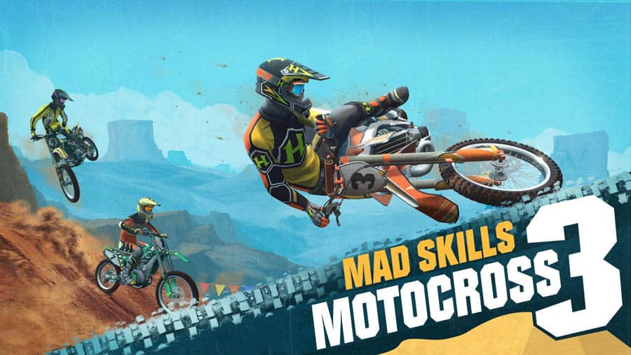 A wallpaper of Mad Skills Motocross 3, one of the best motorcycle games for ios.