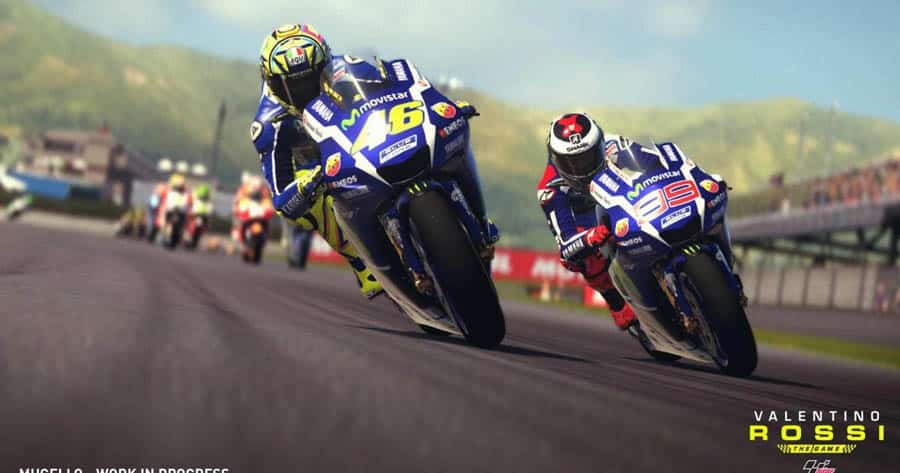 A wallpaper of Valentino Rossi: The Game.