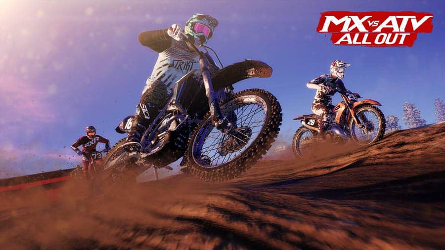 A wallpaper of MX vs ATV All Out, one of the best motorcycle games for xbox.