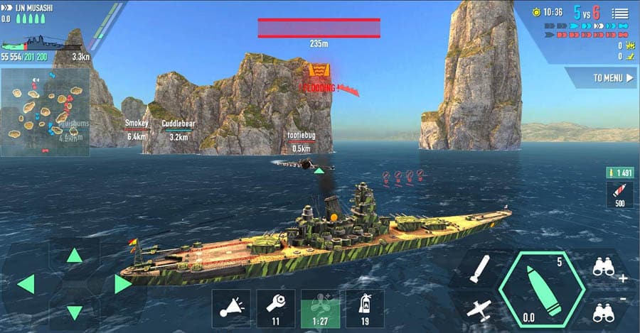 in-game Picture of Battle of Warships: Naval Blitz, One of Best Naval Games for Android.