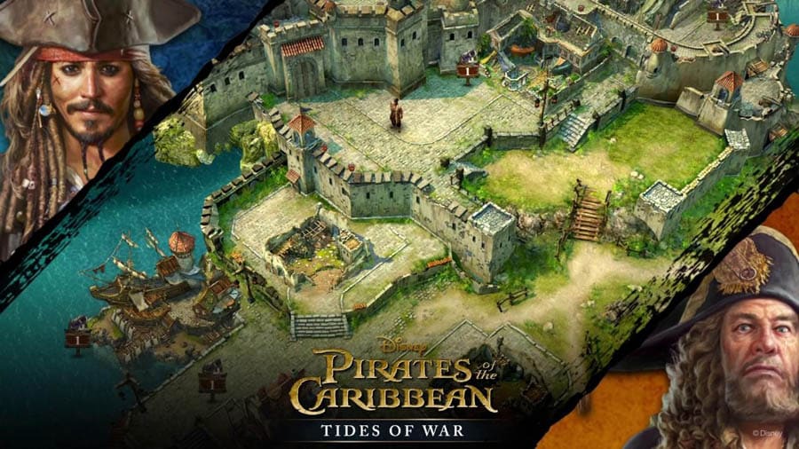 The Official Picture of Pirates of the Caribbean: ToW with its characters, One of the Best Naval Games for iOS.