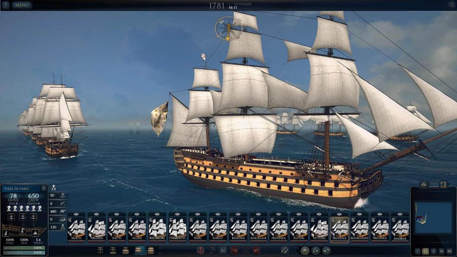 in-game Picture of Ultimate Admiral: Age of Sail, One of Best Naval Games for PC.