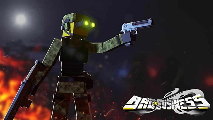 The Official Picture of Bad Business with its character, One of best sniper game for Roblox.