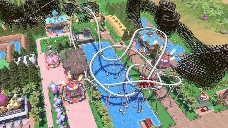 A wallpaper of RollerCoaster Tycoon Adventures.