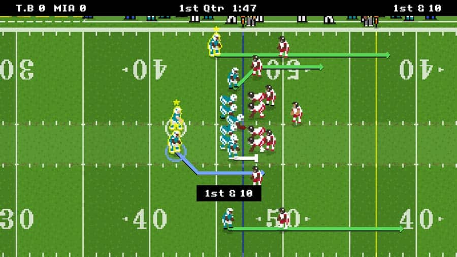 A picture of Retro Bowl, one of the best American Football games for iOS.