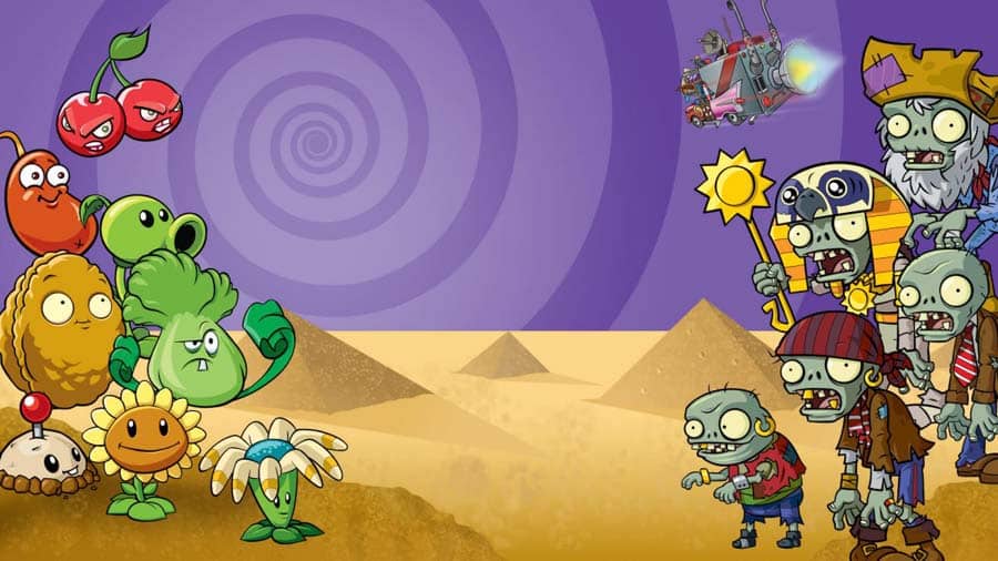 A wallpaper of Plants vs. Zombies 2, one of the best Angry Birds games for Chromebooks.