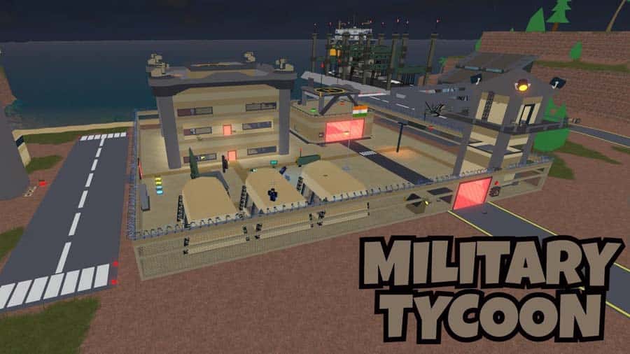 A wallpaper of Military Tycoon, one of the best artillery games for Roblox.