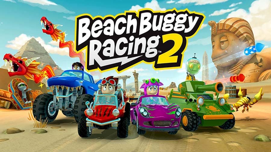 A wallpaper of Beach Buggy Racing 2, one of the best asphalt games for Chromebooks.