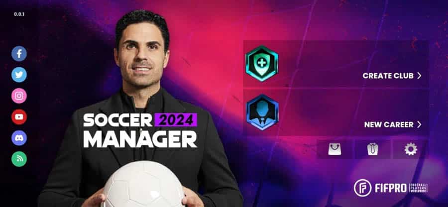 A main picture of Soccer Manager 2024, one of the best football manager games for iOS.